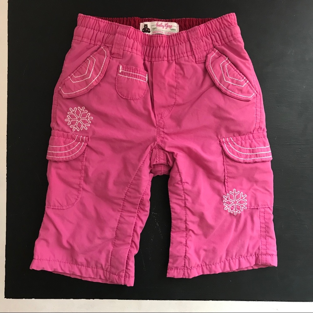 Baby Gap Pink Snowflake Lined Winter Pants 6M EUC